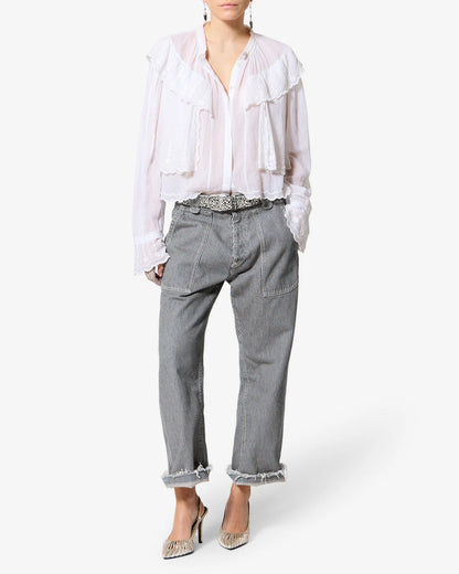 Ermina Striped Twill Pants Blue/White