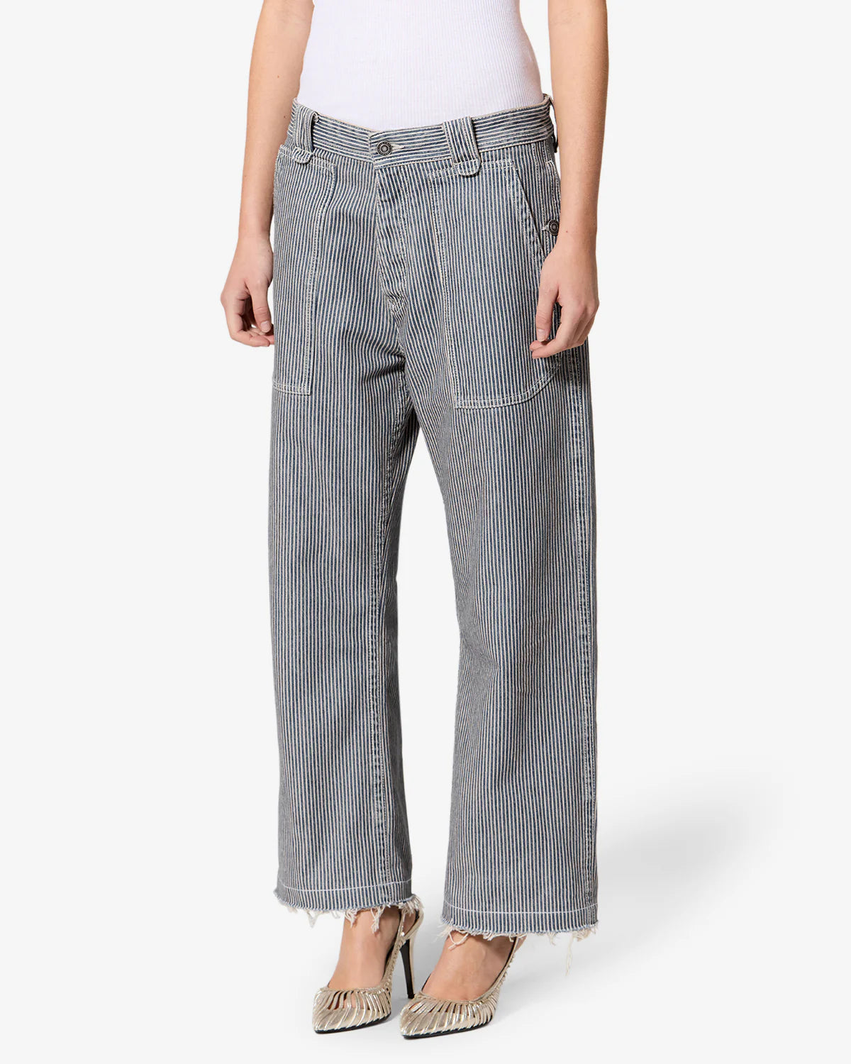 Ermina Striped Twill Pants Blue/White
