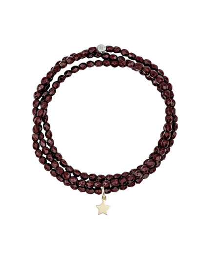 Burgundy Bracelet Necklace with Star Pendant