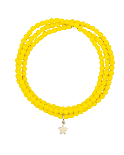 Neon Yellow Bracelet Necklace with Star Pendant