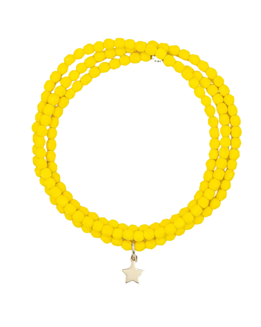 Neon Yellow Bracelet Necklace with Star Pendant