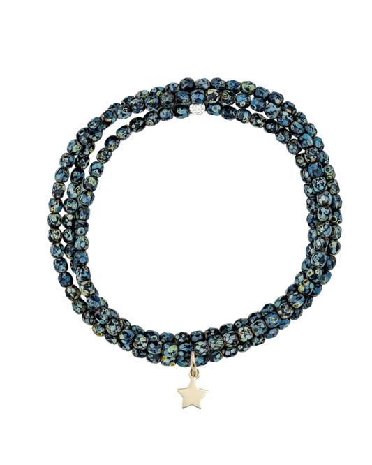 Black Rock Bracelet Necklace with Star Pendant