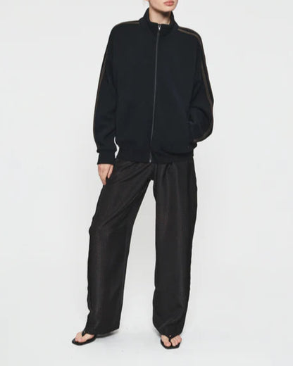 Fleecy Track Zip-Up Black