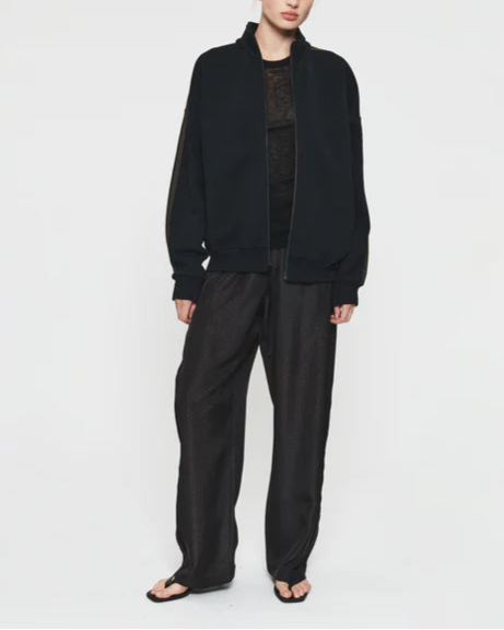 Fleecy Track Zip-Up Black