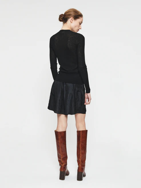 Skinny Rib V Cardigan Black
