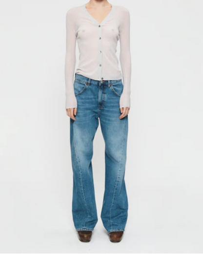 Skinny Rib V Cardigan Putty