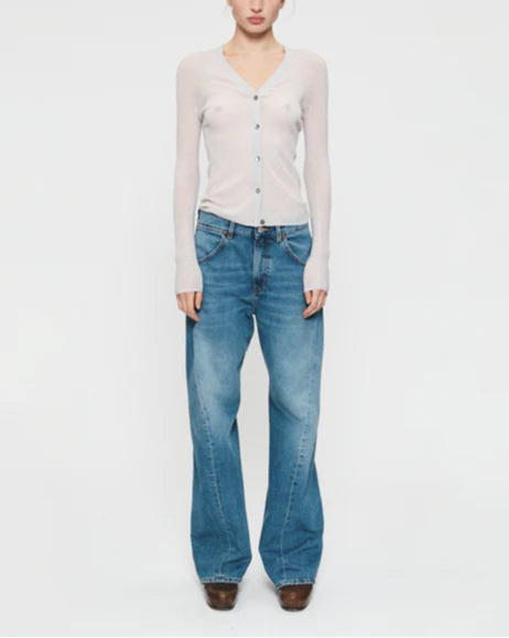 Skinny Rib V Cardigan Putty