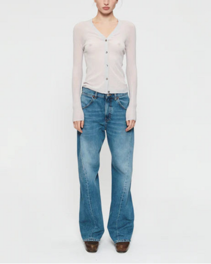 Skinny Rib V Cardigan Putty
