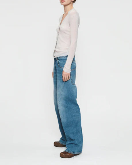 Skinny Rib V Cardigan Putty