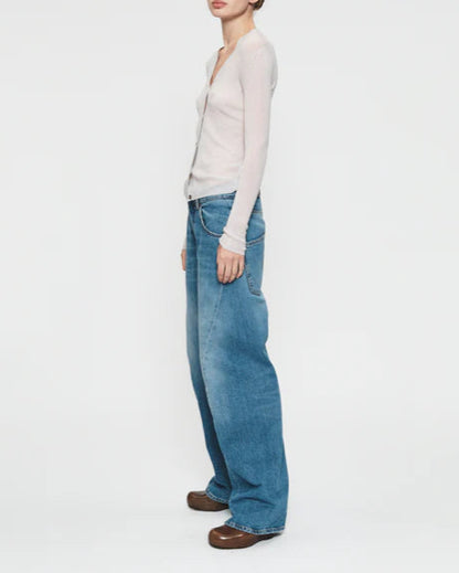 Skinny Rib V Cardigan Putty