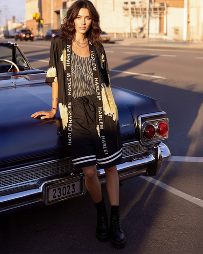 Yaya Short Kimono Dahlia Black