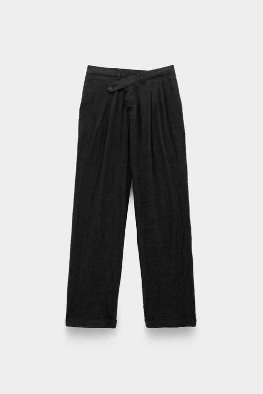 Triple Pleat Crossover Trouser Charcoal