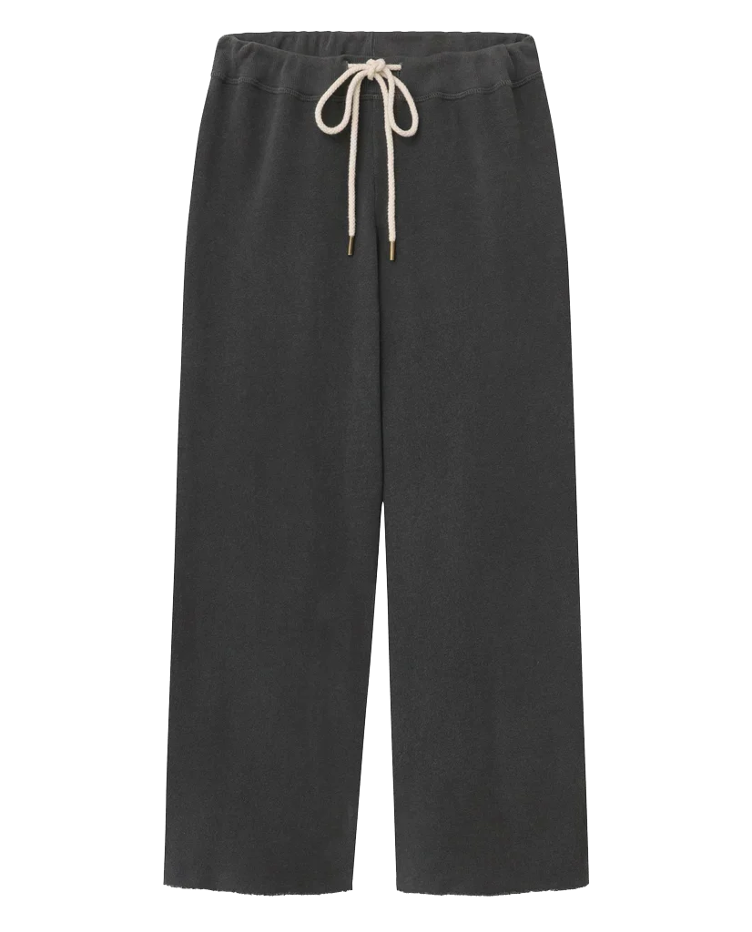 The Wide Leg Cropped Sweatpant Washed Black