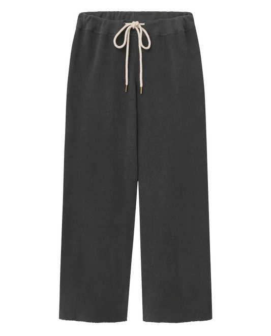 The Wide Leg Cropped Sweatpant Washed Black