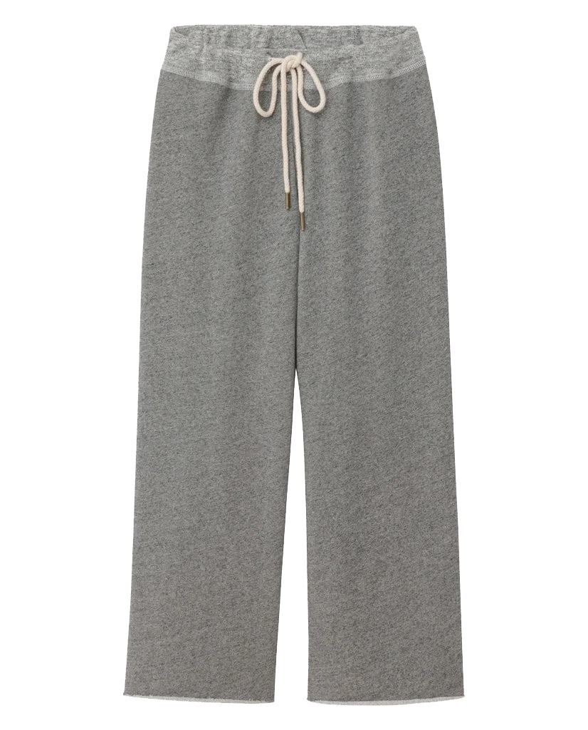 The Wide Leg Cropped Sweatpant Heather Grey