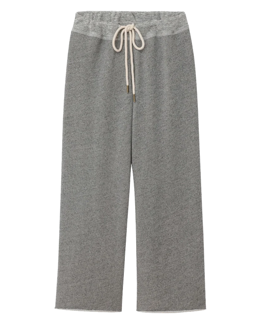 The Wide Leg Cropped Sweatpant Heather Grey