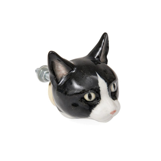 B & W Cat Doorknob