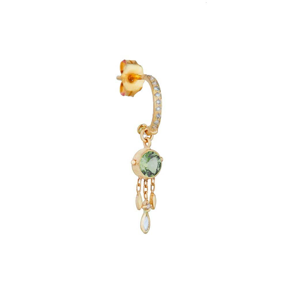 Tourmaline and Diamond Hoop Single Earring