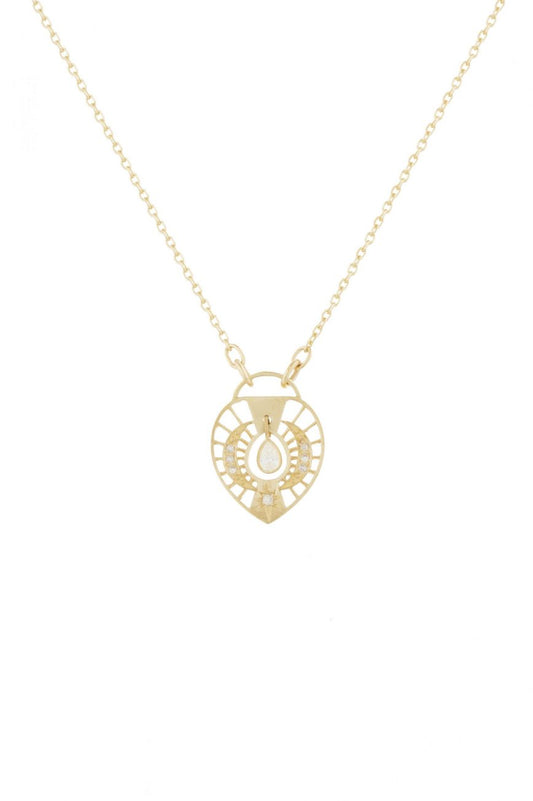 Dream Maker Pear Diamond Moon & Star Heart Necklace