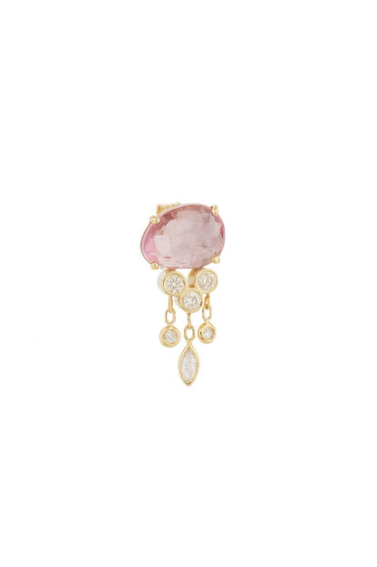 Light Pink tourmaline & Diamonds Jellyfish Single Earring