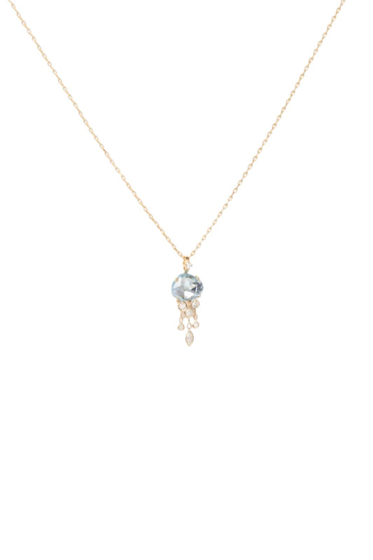 Aquamarine & Dangling Diamonds Jellyfish Necklace