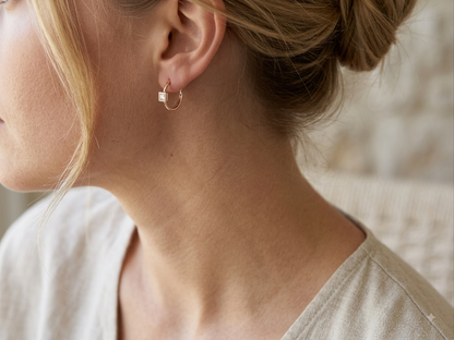 Square Diamond Single Hoop