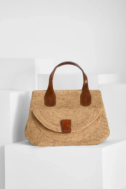 Laza II Raffia Tote Tea