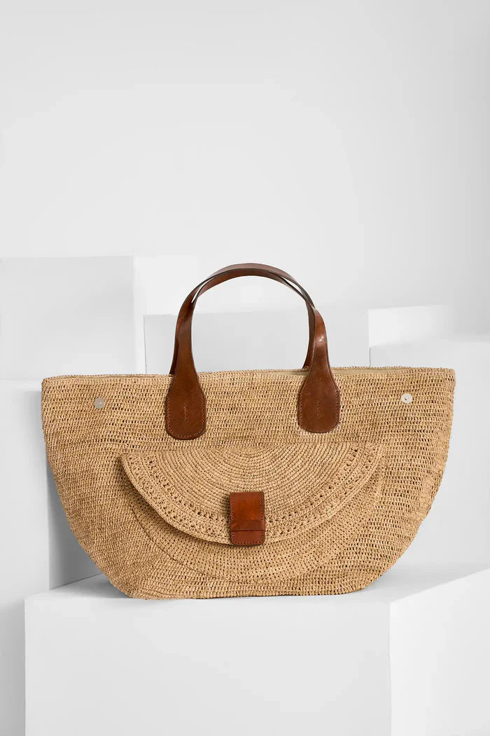 Laza II Raffia Tote Tea