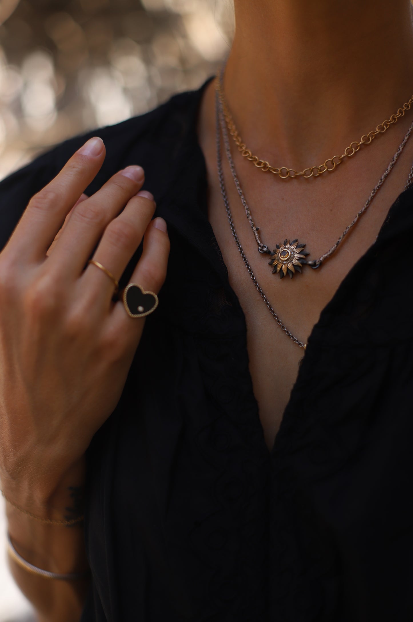 Sun Link Necklace Amethyst