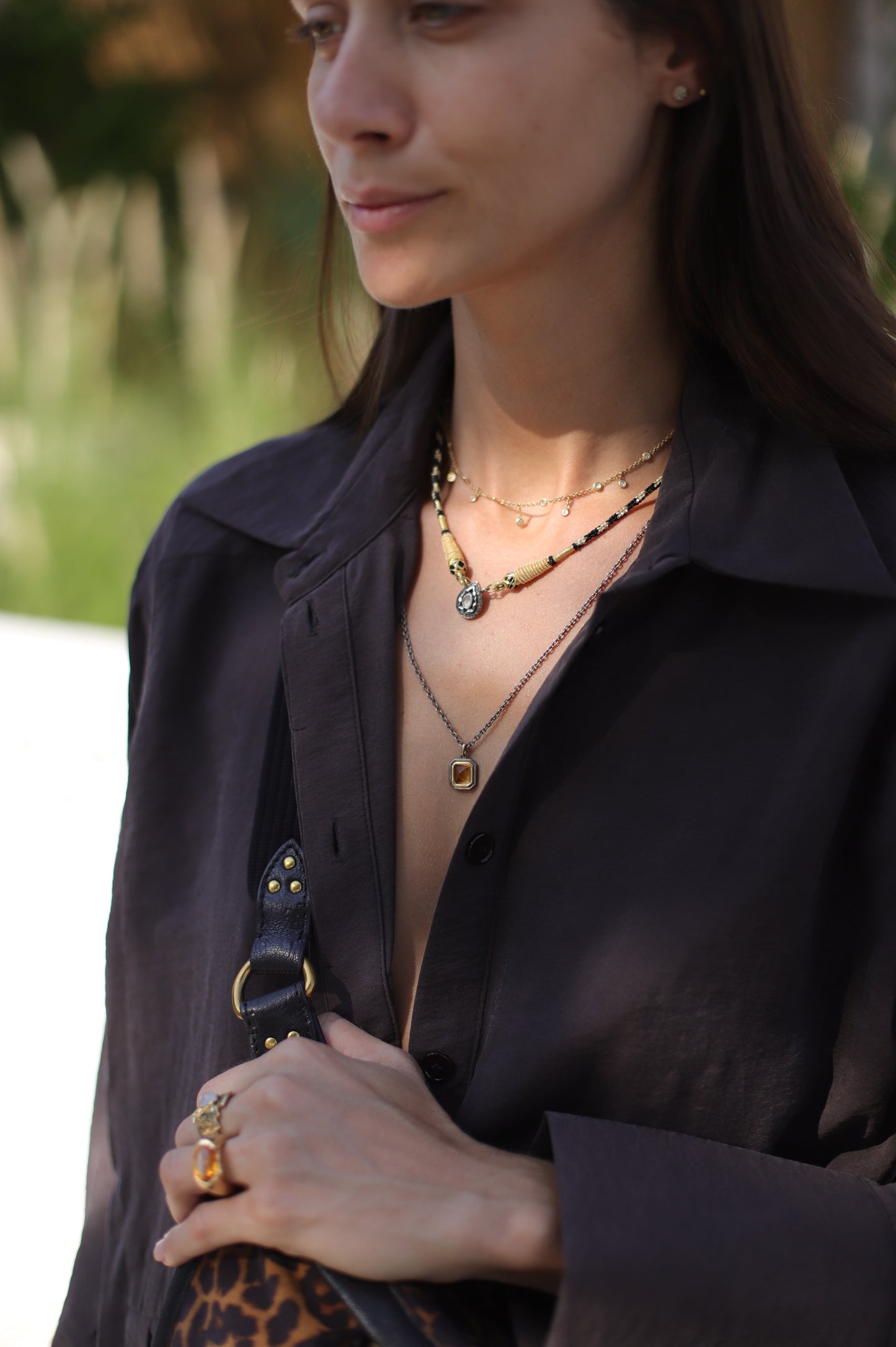 Spaced Out Diamond Half Shaker Necklace