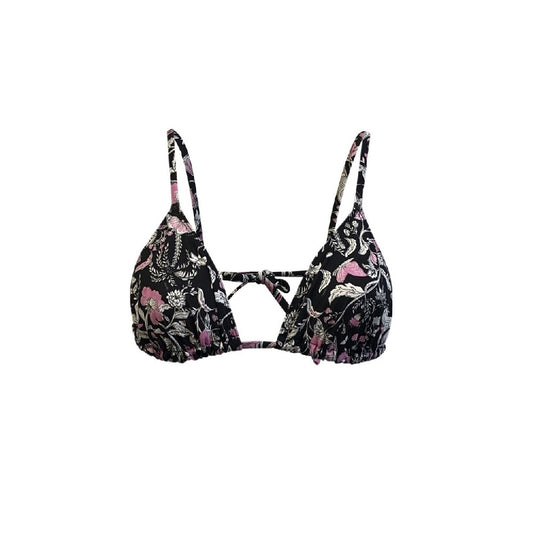 Indonesie Swim Bra Black Flowers