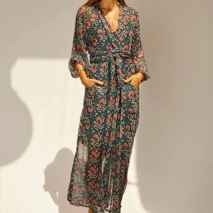 Nico Maxi Dress - Vintage Flowers Indigo