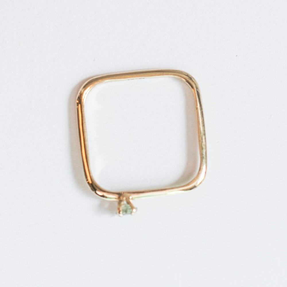 Square Green Sapphire Ring