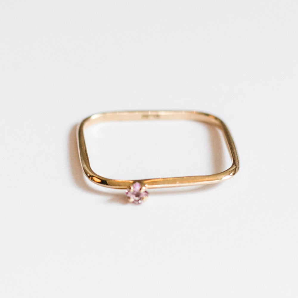 Square Pink Sapphire Ring