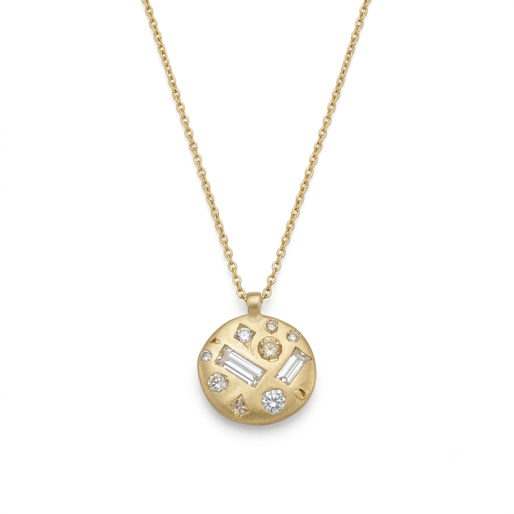 White Sapphire Constellation Disc Necklace