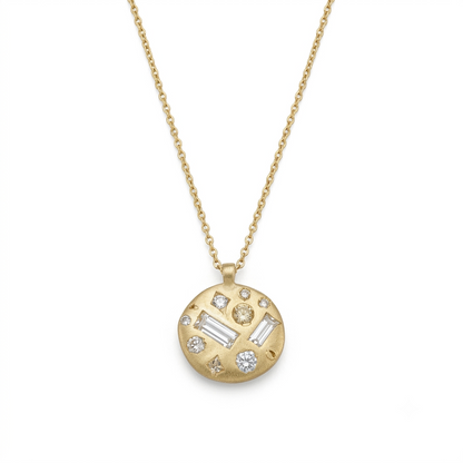 White Sapphire Constellation Disc Necklace