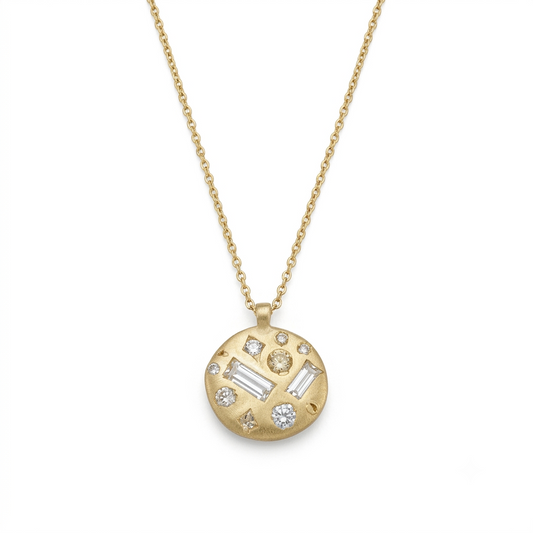 White Sapphire Constellation Disc Necklace