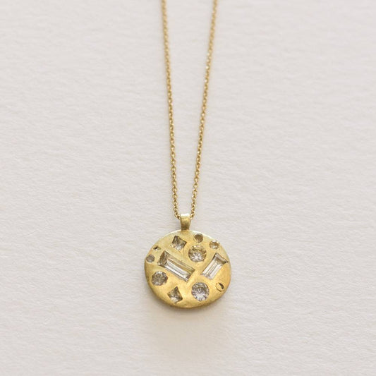 White Sapphire Constellation Disc Necklace