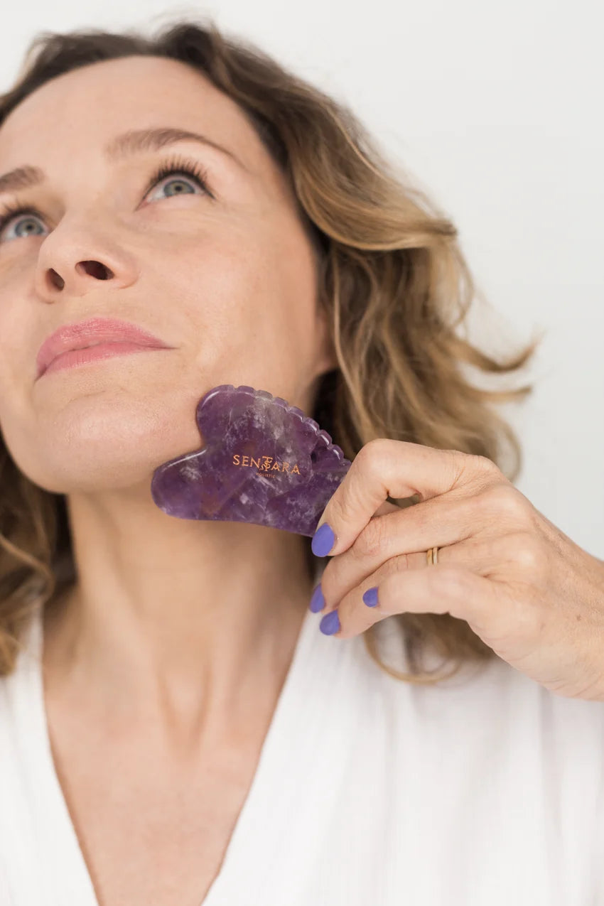 Amethyst Heart Tooth Gua Sha