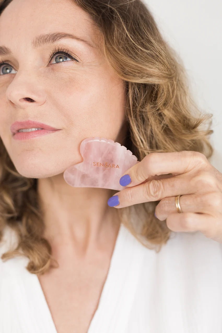 Rose Quarts Heart Tooth Gua Sha