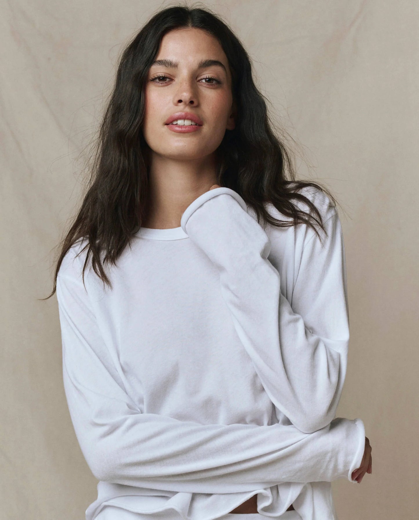 The Long Sleeve Crop Tee White