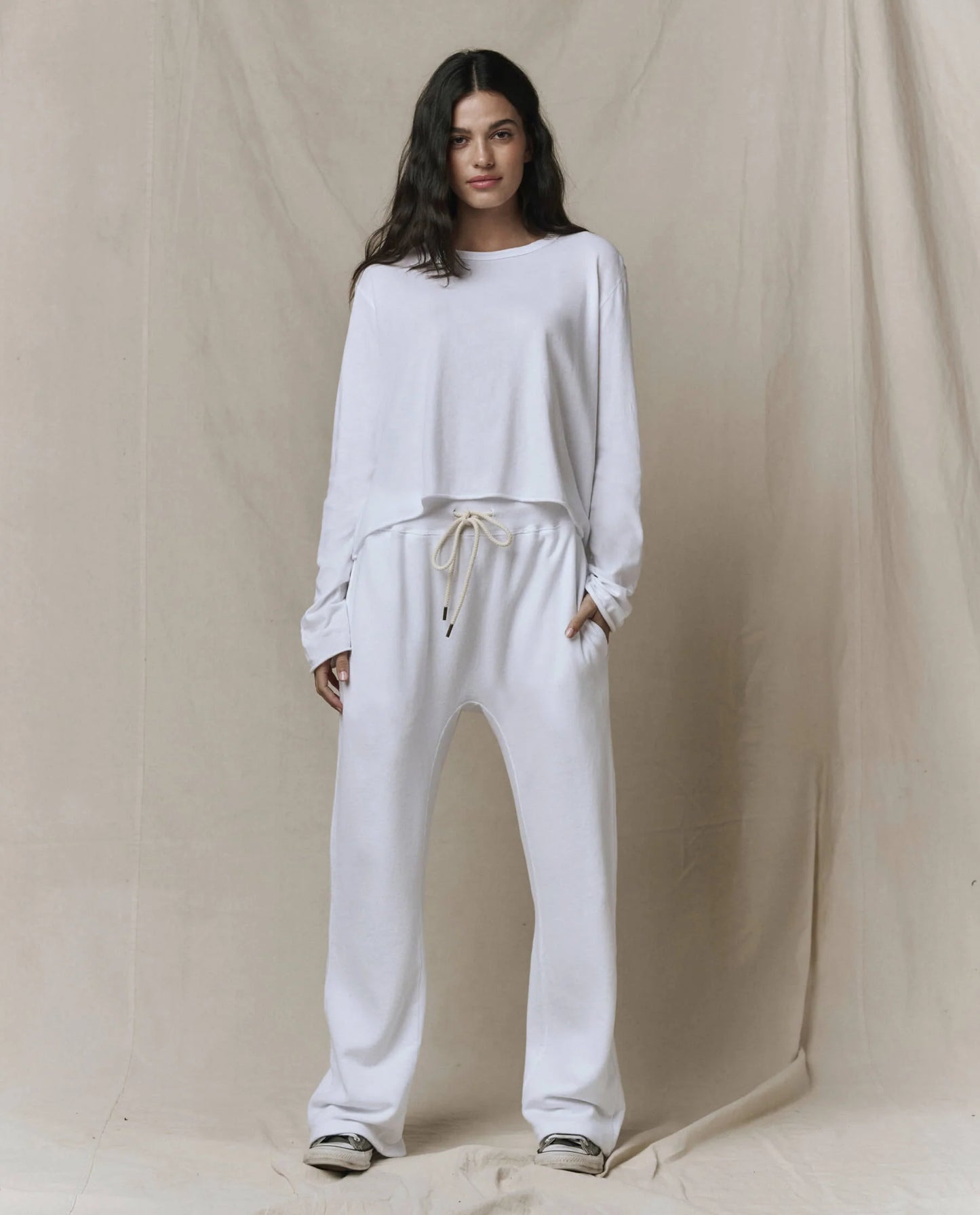 The Long Sleeve Crop Tee White