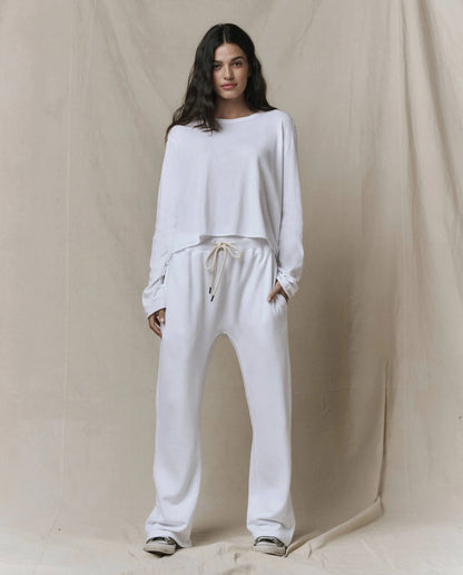 The Long Sleeve Crop Tee White