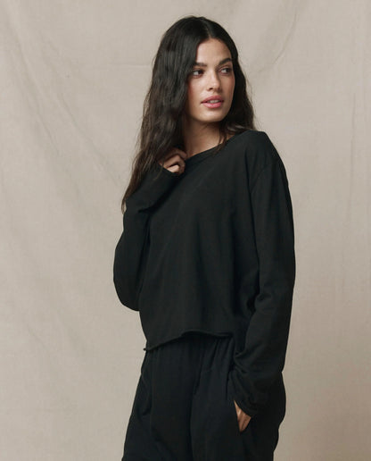 The Long Sleeve Crop Tee Black