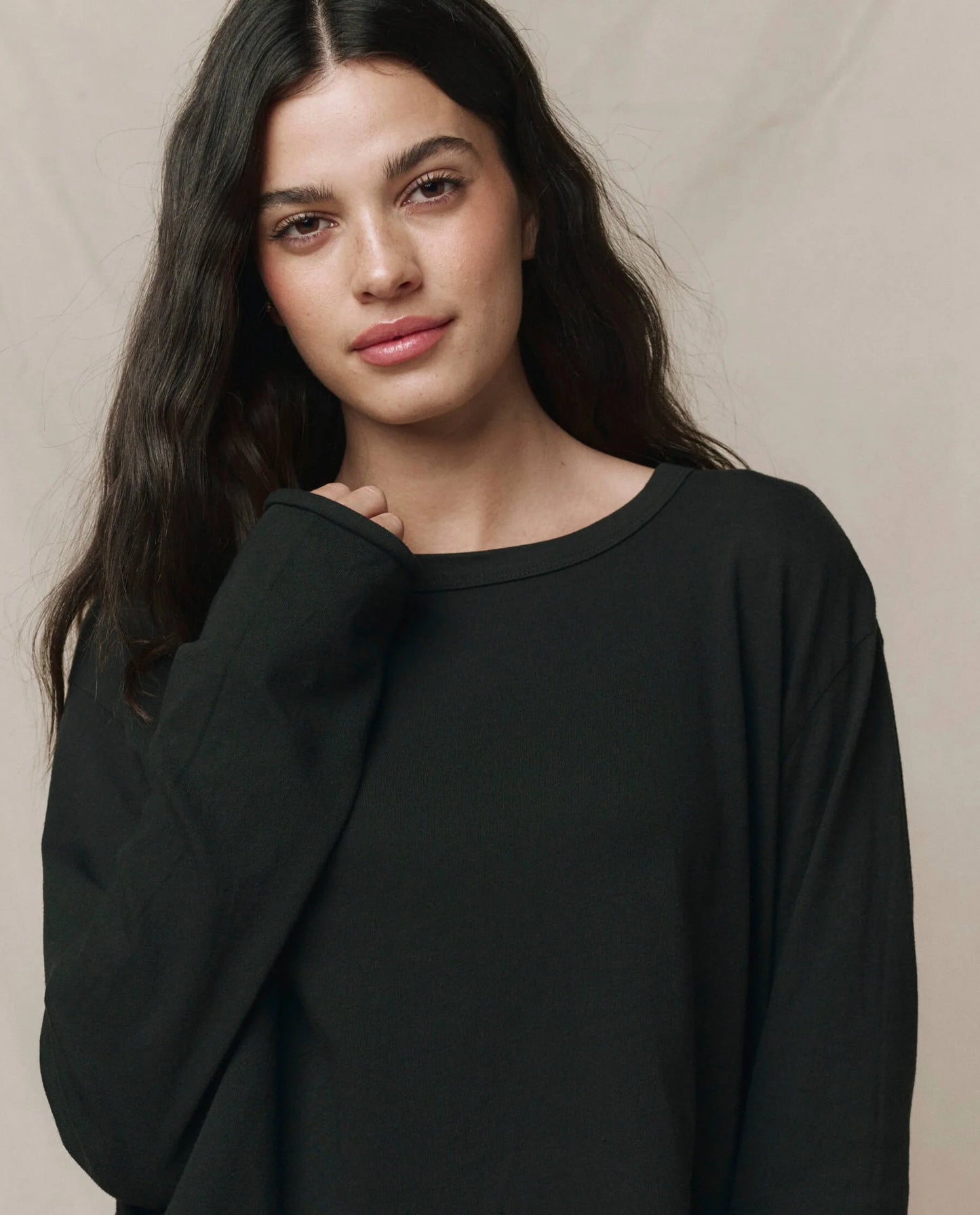 The Long Sleeve Crop Tee Black