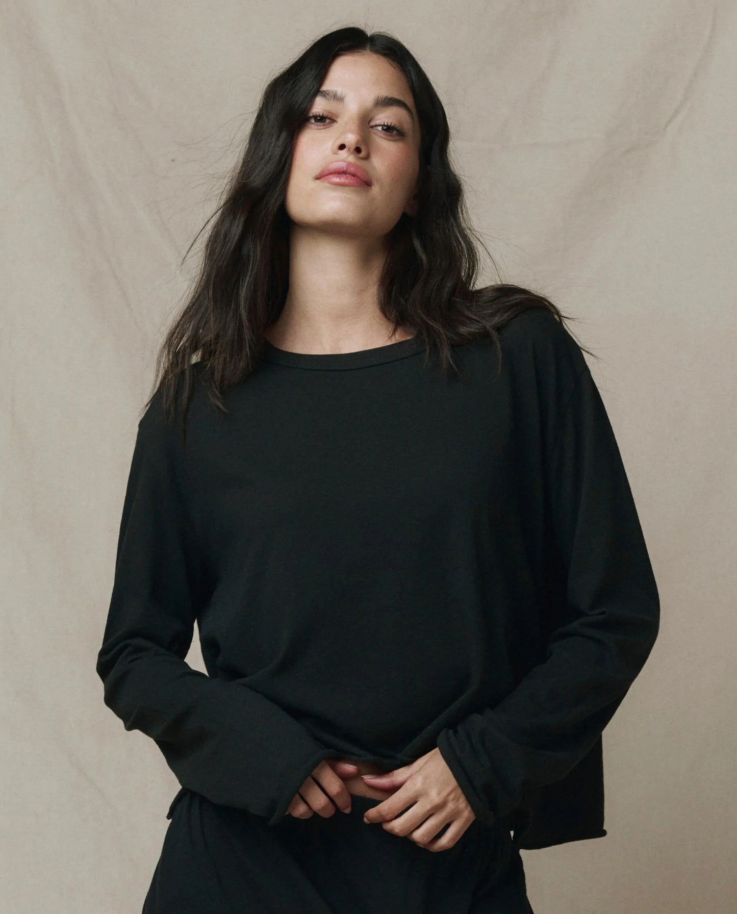 The Long Sleeve Crop Tee Black