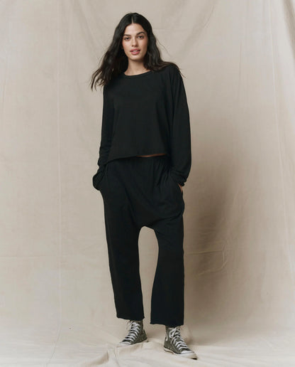 The Long Sleeve Crop Tee Black