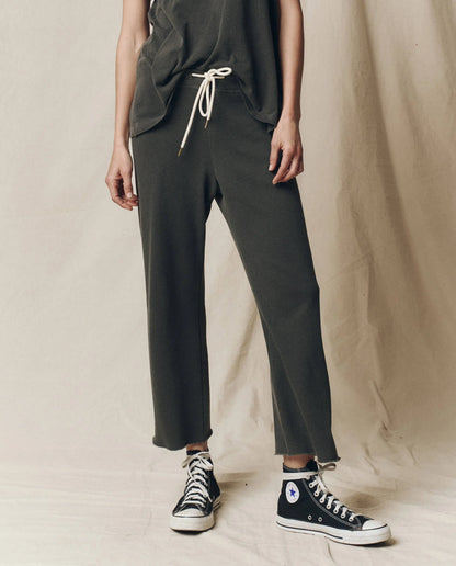 The Wide Leg Cropped Sweatpant Washed Black