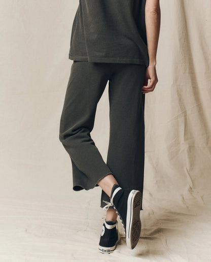 The Wide Leg Cropped Sweatpant Washed Black