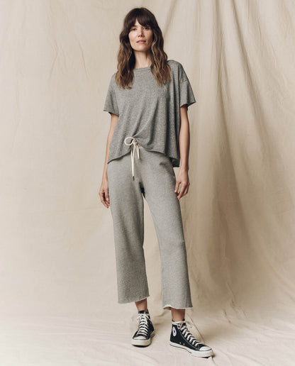 The Wide Leg Cropped Sweatpant Heather Grey